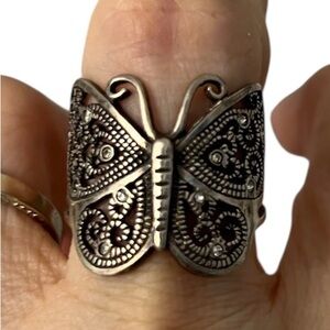 Huge butterfly ring sterling silver sz8